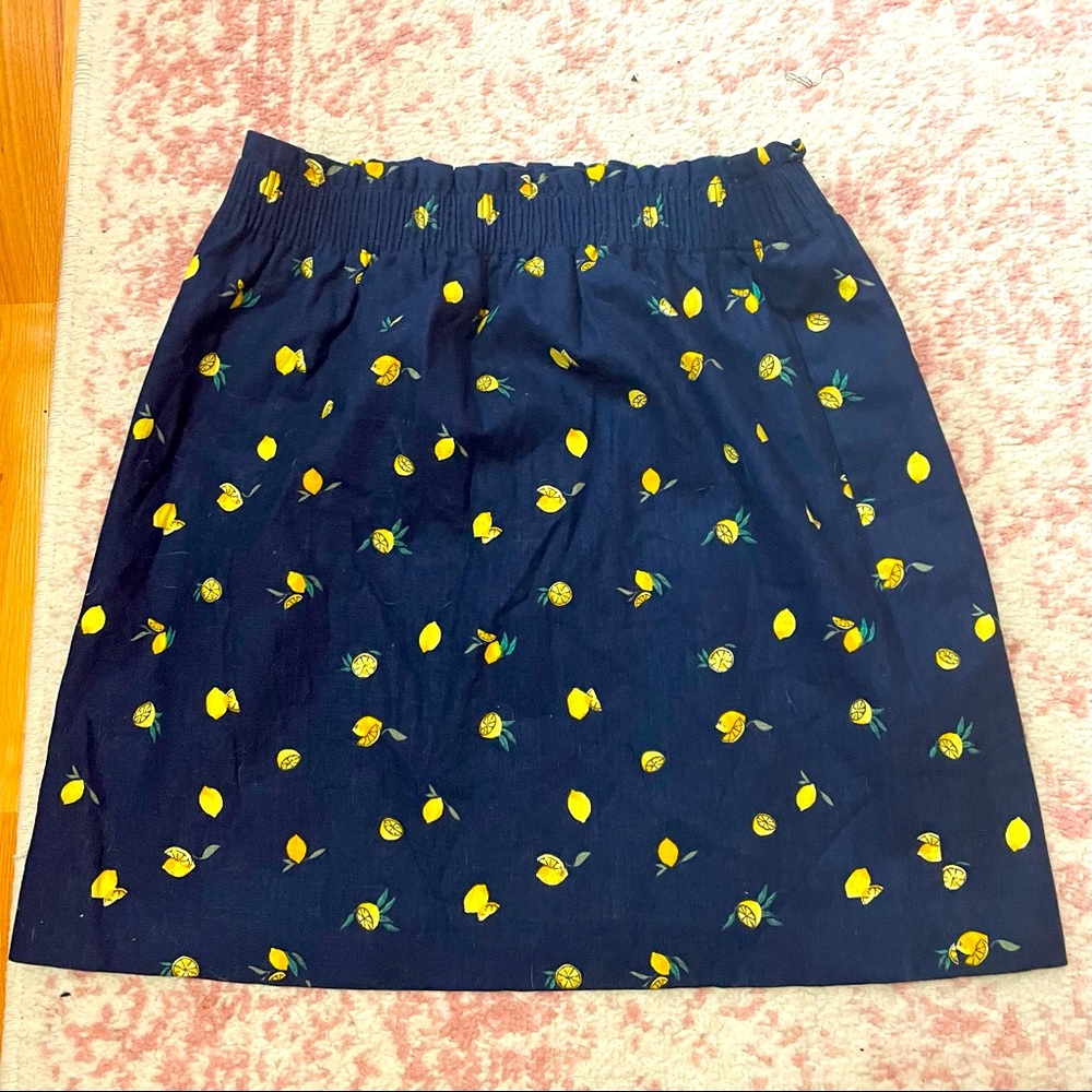 J CREW Factory NWT sz 6 lemons skirt (navy) - Picture 3 of 5